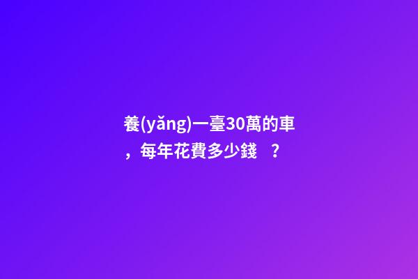 養(yǎng)一臺30萬的車，每年花費多少錢？